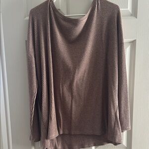 H by bordeaux Ribbed Boat Neck Sweater - Taupe